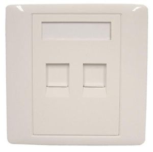 ASL DATAPRO 2 WAY SHUTTERED WHITE RJ45 OUTLET PLATE FOR KEYSTONE [P/N 04ASL8363]