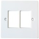 Datapro Flat Faceplate 1-Gang 2 Space LOW PROFILE 25MM X 38.5MM Spaces White with screws 86mm x 86mm [04DTP9543]