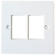 Datapro Flat Faceplate 1-Gang 2 Space LOW PROFILE 25MM X 38.5MM Spaces White with screws 86mm x 86mm [04DTP9543]