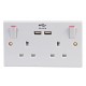 2 GANG SWITCHED SOCKET WITH USB CHARGER CAPABILITY [32DTP5285]