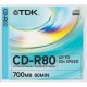 TDK 80 MINUTE 52X CDR MEDIA PACK OF 20 IN SLIM JEWEL CASE [P/N CD-R80SCA20]
