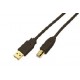 1.8M USB FLY LEAD TYPE A-B HI-SPEED USB 2 USB2 CERTIFIED BLACK COL [P/N 33USB2V2MAB]