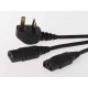 2-WAY BLACK MAINS POWER CABLE Y SPLIT TYPE 2M 13AMP [P/N CAB/2WAY]